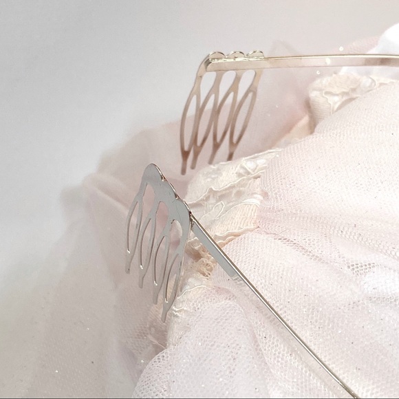 Silver metal white swirl heart rhinestone crystal sparkly tiara hair head crown - Picture 4 of 5